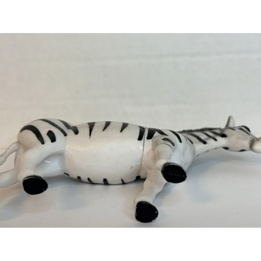 Vintage Plastic Zebra Figurine Toy Wild African Safari Animal Cake Topper